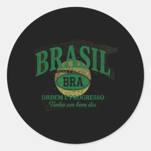 Brasil Geschenk Flagge Brasilianischer Fan Vintage Runder Aufkleber