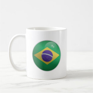 Brasil Glänzender Kreis Flagge Kaffeetasse
