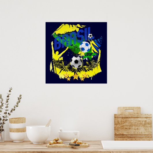 Brasil Grunge 2010 Fußball liebt Futbol-Geschenke Poster (Küche)