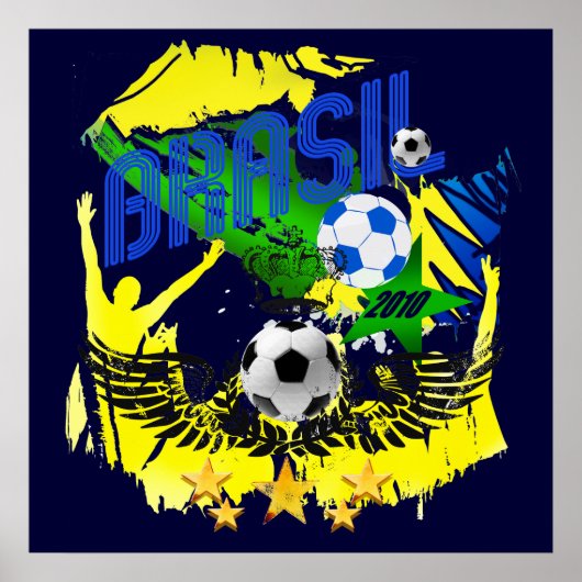 Brasil Grunge 2010 Fußball liebt Futbol-Geschenke Poster (Vorne)