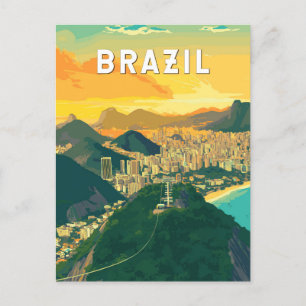 Brasil Illustration Reise Kunst Vintage Postkarte