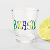 Brasil in Flag-Farben Schnapsglas (Vorderseite)