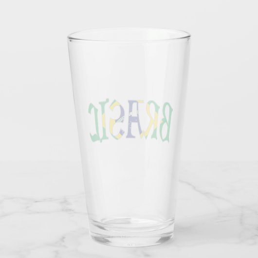 Brasil in portugiesischer Sprache in Flaggenfarben Glas (Rückseite)