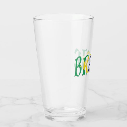 Brasil in portugiesischer Sprache in Flaggenfarben Glas (Rechts)