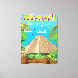 Brasil Karikatur Reiseplakat Druck. Leinwanddruck