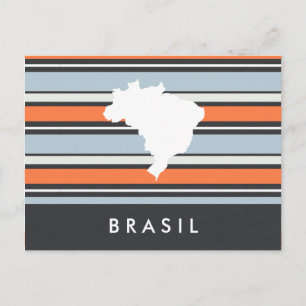 Brasil Karte: Moderne Streifen Postkarte