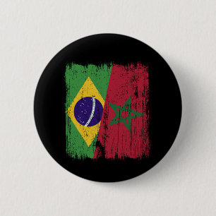 Brasil Marokko Halbflagge Brasilianisch Marokkanis Button