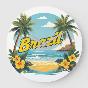 Brasil [Produktname] Tropischer Strand Sommer Gesc Große Wanduhr