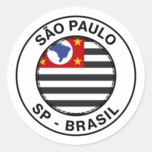 Brasil Sao Paulo SP Bandeira Stamp Runder Aufkleber (Vorderseite)