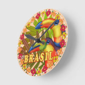 Brasil Toucans Runde Wanduhr (Winkel)