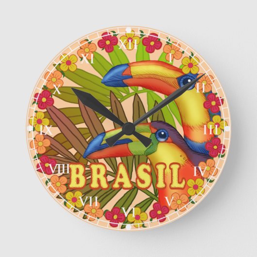 Brasil Toucans Runde Wanduhr (Vorderseite)