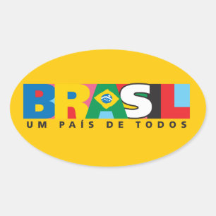 Brasil Um Pais de Todos Autoaufkleber Ovaler Aufkleber