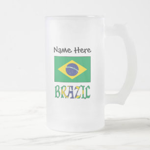 Brasil und Brasilianische Flagge mit Ihrem Namen Mattglas Bierglas