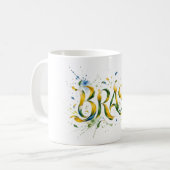 Brasil Watercolor Splatter Artistic Kaffeetasse (Vorderseite Links)