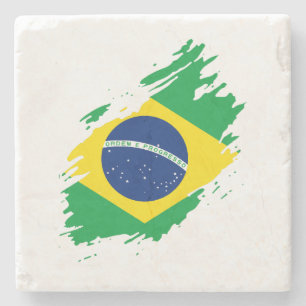 Brasil Zerrissene Flagge Nationaler Stolz Sportfan Steinuntersetzer