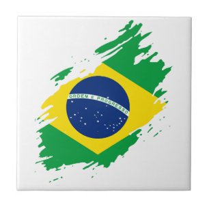 Brasil zerrissene Flagge Nationalstolz Sportfans B Fliese