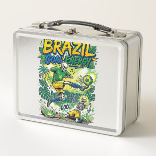 Brasil Ziel Energie Skelett Stürmer Nationen Schöp Metall Brotdose