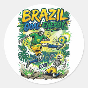 Brasil Ziel Energie Skelett Stürmer Nationen Schöp Runder Aufkleber