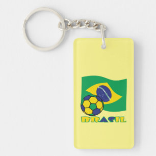 Brasileiro Fußball und Flagge Brasilien auf Portug Schlüsselanhänger