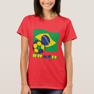 Brasileiro Fußball und Flagge Brasilien auf Portug T-Shirt
