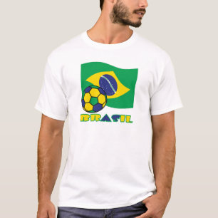 Brasileiro Futebol e Bandeira Brasil auf Portugies T-Shirt