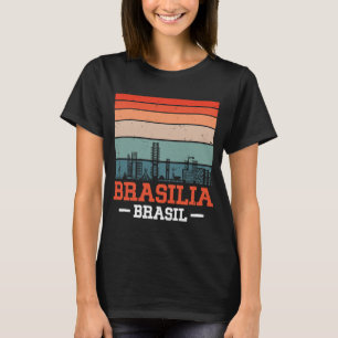 Brasilia Brasil Retro Vintag Sunset Skyline Brasi T-Shirt