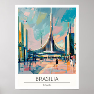 Brasília Brasil Vintage-Kunstillustration Reise Poster
