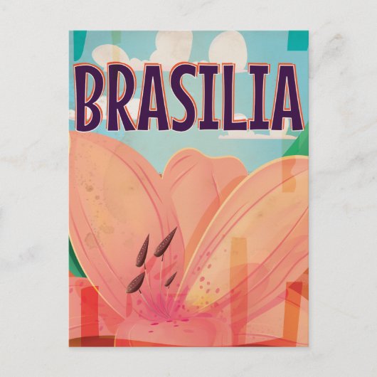 Brasilia Vintage Travel Poster Postkarte (Vorderseite)