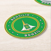 Brasilia-Wappen Brasilien Runder Pappuntersetzer (Angewinkelt)