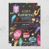 Brasilian Carnival Thema Einladung Design (Vorne/Hinten)