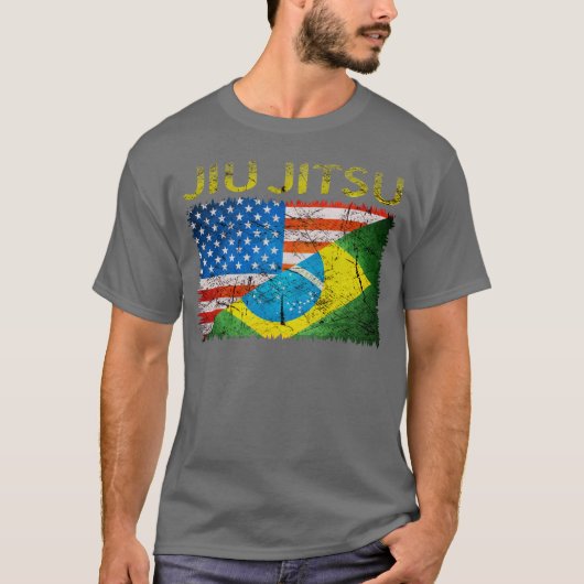 Brasilianer Jiu Jitsu Doppelflaggen-T - Shirt (Vorderseite)