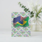 Brasilianisch-amerikanische Wave-Fahne Einladung (Stehend Vorderseite)