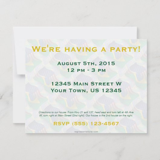 Brasilianisch-amerikanische Wave-Fahne Einladung (Rückseite)