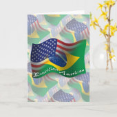 Brasilianisch-amerikanische Waving Flag Karte (Gelbe Blume)