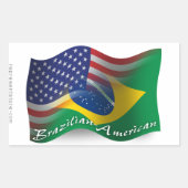 Brasilianisch-amerikanische Waving Flag Rechteckiger Aufkleber (Vorderseite)