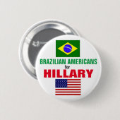 Brasilianische Amerikaner für Hillary 2016 Button (Vorne & Hinten)