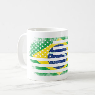 Brasilianische amerikanische Flagge   Brasilien Kaffeetasse