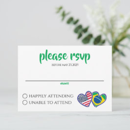 Brasilianische amerikanische Herzfahnen RSVP Karte