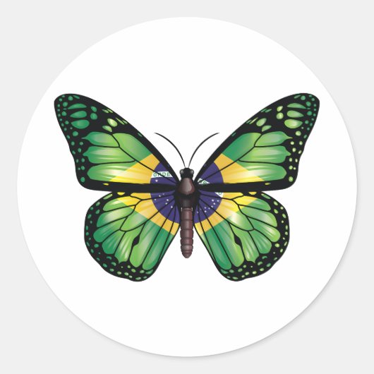 Brasilianische Butterfly-Monarque-Flagge Runder Aufkleber (Vorderseite)