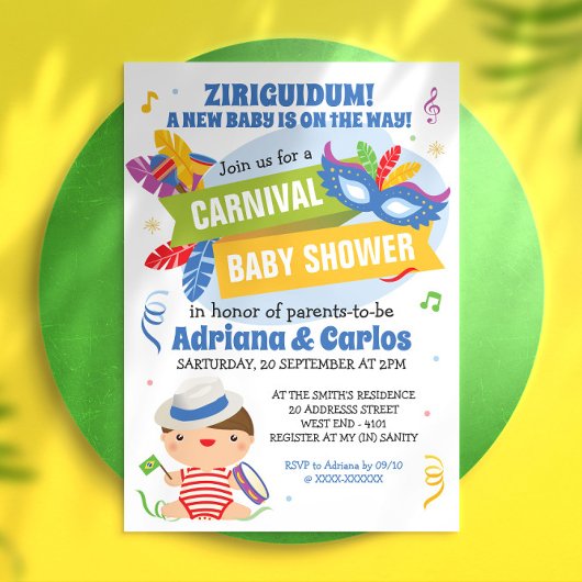 Brasilianische Carnival Baby Dusche Einladung