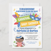 Brasilianische Carnival Baby Dusche Einladung (Vorderseite)