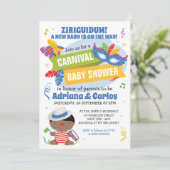 Brasilianische Carnival Baby Dusche Einladung (Stehend Vorderseite)