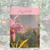 Brasilianische Cattelya-Orchidee-Kolibri-Monogramm Flachmann