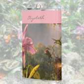 Brasilianische Cattelya-Orchidee-Kolibri-Monogramm Flachmann