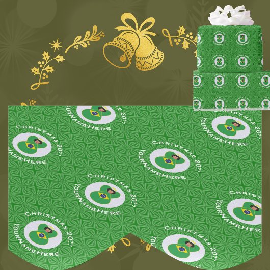 Brasilianische Fahne für den Weihnachtsangel Perso Geschenkpapier