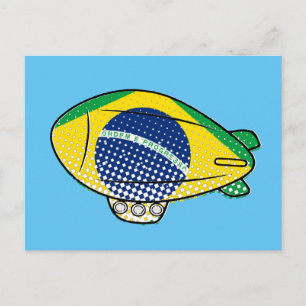 Brasilianische Flagge Blimp Ballon am blauen Himme Postkarte