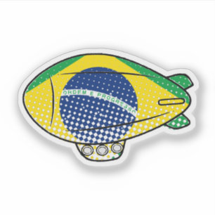 Brasilianische Flagge Blimp Ballon in Blue Sky Cus Aufkleber