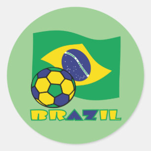 Brasilianische Flagge Brasilien Fußball Runder Aufkleber