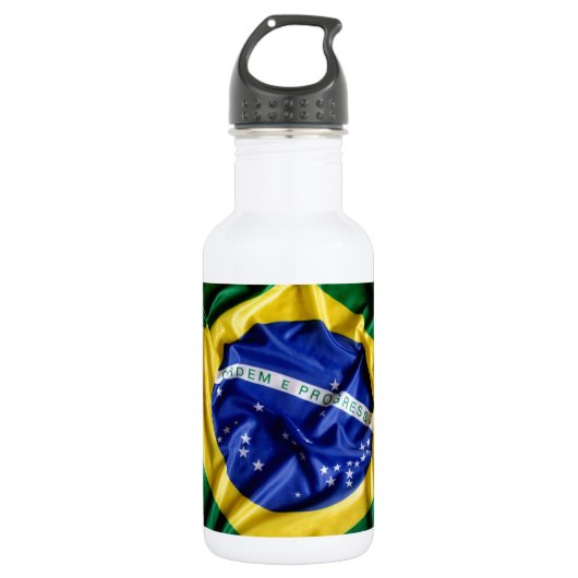 Brasilianische Flagge Edelstahlflasche (Vorderseite)