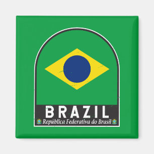 Brasilianische Flagge Emblem abgenutzt Vintage Magnet